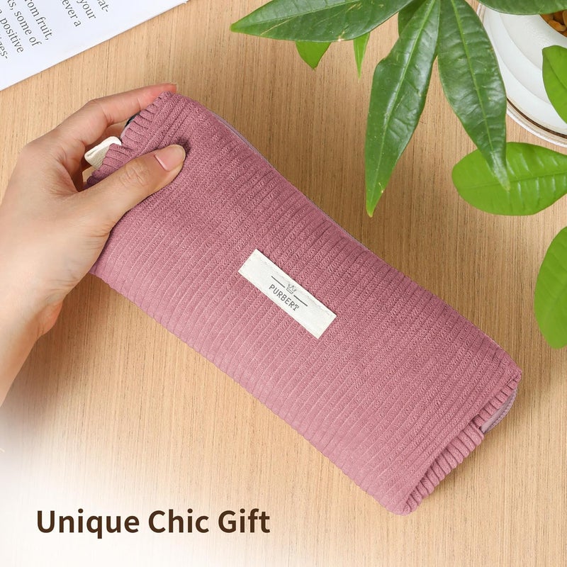 Purbert Pencil Bag Pen Case, Soft Corduroy Small Pencil Pouch Organizer with Zipper, Cute Pencil Case Pouch Stationery for Girls and Boys – Purple - Image 2
